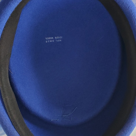 Vintage Royal Blue Pill Box Hat 100% Wool Felt - Picture 6 of 8
